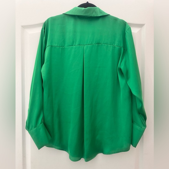 Zara Vibrant Green Button Down Shirt M - Picture 4 of 6